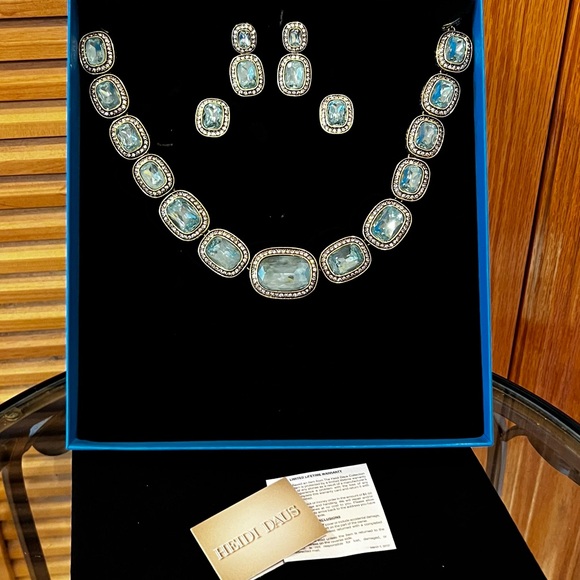 Heidi Daus Ice Blue Crystal Necklace & Earrings Set - NWT💎❄️ - Picture 1 of 12